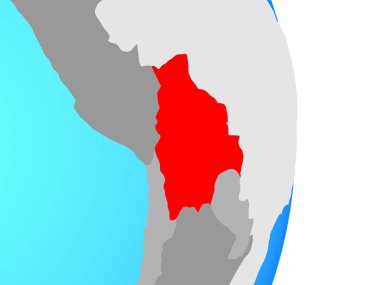 Bolivya basit siyasi dünya üzerinde. 3D çizim.
