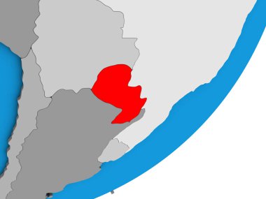 Paraguay mavi siyasi 3d dünya üzerinde. 3D çizim.