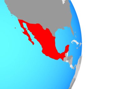 Meksika basit siyasi dünya üzerinde. 3D çizim.