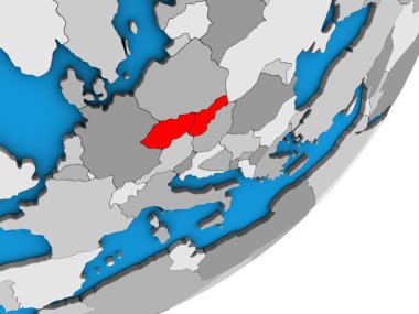 Çekoslovakya mavi siyasi 3d dünya üzerinde. 3D çizim.