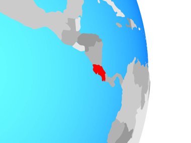 Kosta Rika basit siyasi dünya üzerinde. 3D çizim.