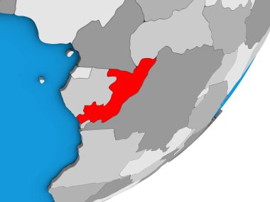 Kongo mavi siyasi 3d dünya üzerinde. 3D çizim.