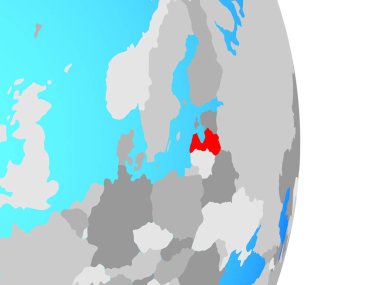 Letonya basit siyasi dünya üzerinde. 3D çizim.