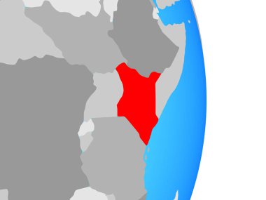 Kenya basit siyasi dünya üzerinde. 3D çizim.