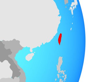 Tayvan basit siyasi dünya üzerinde. 3D çizim.