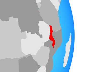 Malavi basit siyasi dünya üzerinde. 3D çizim.