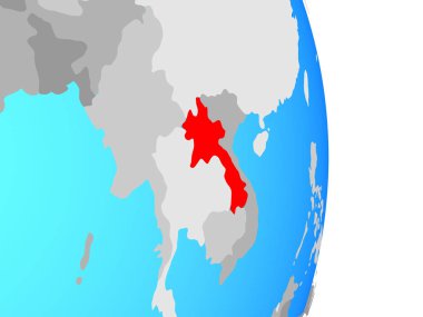 Laos basit siyasi dünya üzerinde. 3D çizim.