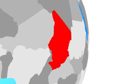 Chad basit siyasi dünya üzerinde. 3D çizim.