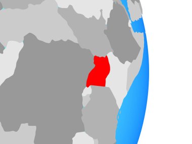 Uganda basit siyasi dünya üzerinde. 3D çizim.