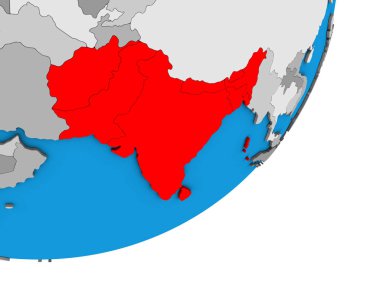 SAARC üyesi Birleşik mavi siyasi 3d dünya üzerinde. 3D çizim.