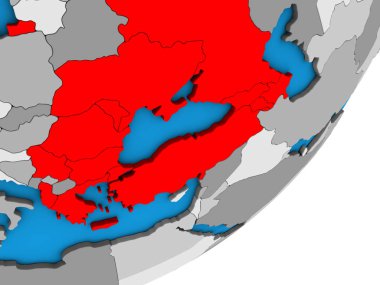 BSEC ülkeler mavi siyasi 3d dünya üzerinde. 3D çizim.