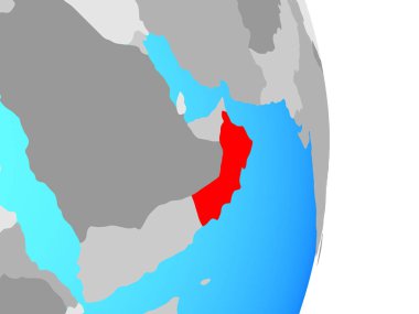 Umman basit siyasi dünya üzerinde. 3D çizim.