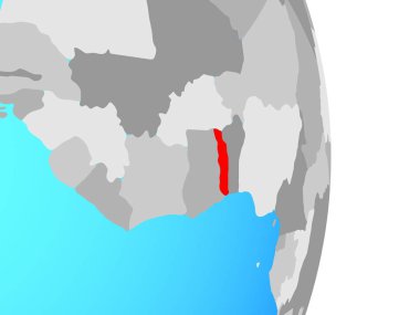 Togo basit siyasi dünya üzerinde. 3D çizim.