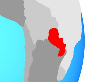 Paraguay basit siyasi dünya üzerinde. 3D çizim.