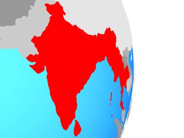 Bimstec üye devletler basit siyasi dünya üzerinde. 3D çizim.