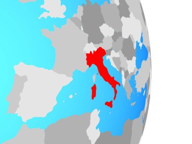 İtalya basit siyasi dünya üzerinde. 3D çizim.