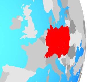 Orta Avrupa basit siyasi dünya üzerinde. 3D çizim.