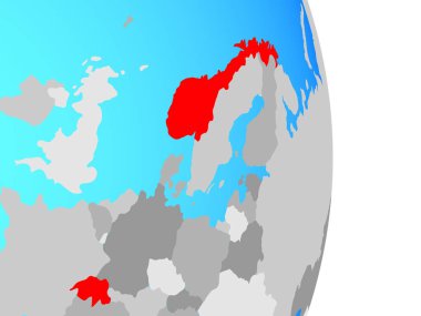 EFTA Ülkeleri basit siyasi dünya üzerinde. 3D çizim.