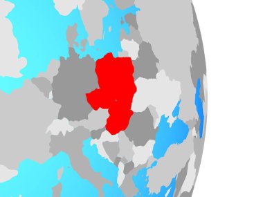 Basit siyasi dünya üzerindeki Visegrad Grubu. 3D çizim.