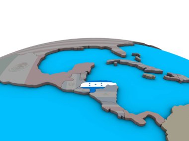 Honduras siyasi 3d dünya üzerinde katıştırılmış ulusal bayrak ile. 3D çizim.