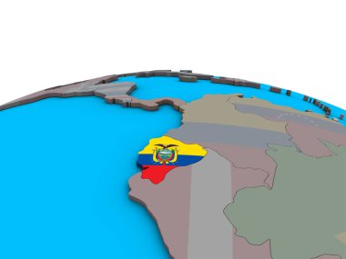 Ekvator ile siyasi 3d dünya üzerinde katıştırılmış ulusal bayrak. 3D çizim.