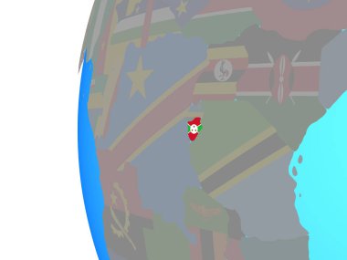 Burundi katıştırılmış ulusal bayrak mavi siyasi dünya üzerinde. 3D çizim.