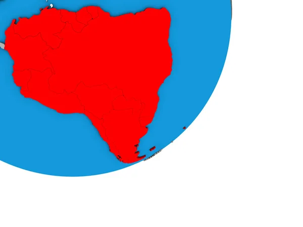 Südamerika Auf Blauem Politischen Globus Illustration — Stockfoto
