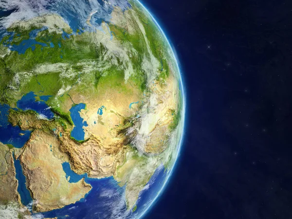 Азію Від Місця Модель Реальної Планети Земля Поверхні Висока Докладну — стокове фото
