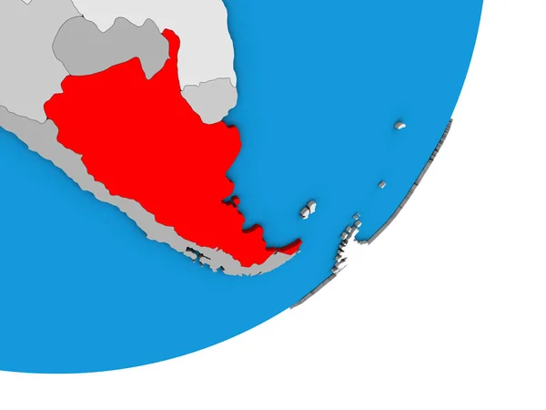 Аргентина Голубом Политическом Глобусе Иллюстрация — стоковое фото