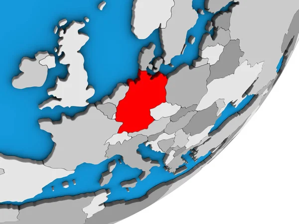 Германия Голубом Политическом Глобусе Иллюстрация — стоковое фото