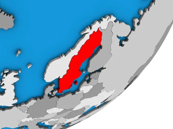 Sverige Blå Politiska Klot Illustration — Stockfoto