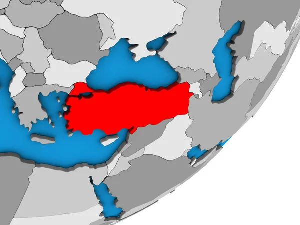 Τουρκία Μπλε Πολιτικό Τρισδιάστατη Υδρόγειο Απεικόνιση — Φωτογραφία Αρχείου