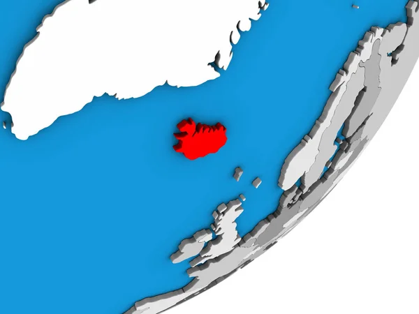Izland Kék Politikai Földgömb Illusztráció — Stock Fotó