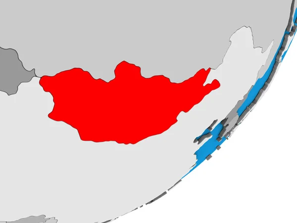 Μογγολία Μπλε Πολιτικό Τρισδιάστατη Υδρόγειο Απεικόνιση — Φωτογραφία Αρχείου