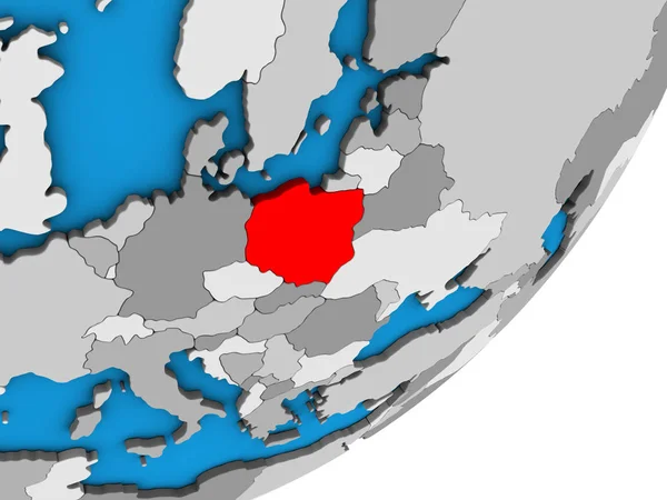 Polen Blauwe Politieke Globe Illustratie — Stockfoto