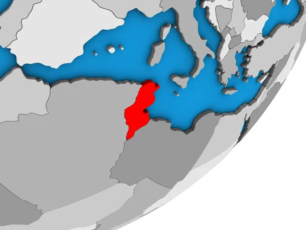 Tunisien Blå Politiska Klot Illustration — Stockfoto