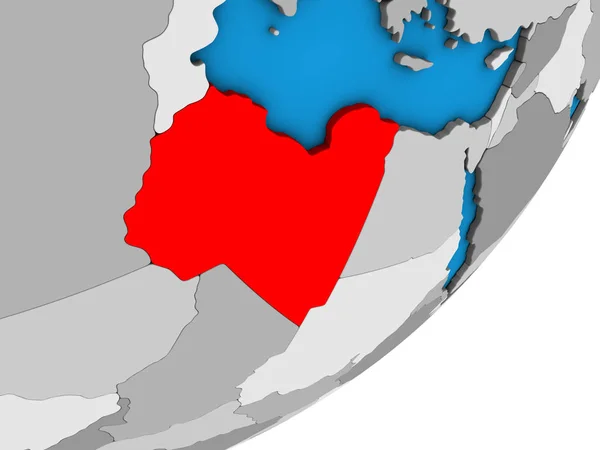 利比亚在蓝色政治3D — 图库照片