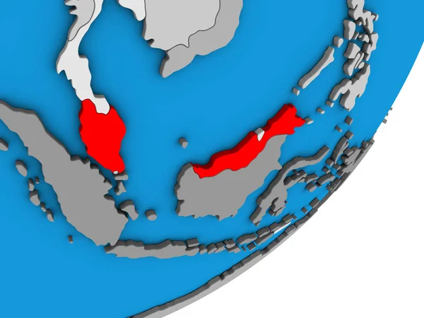 Maleisië Blauwe Politieke Globe Illustratie — Stockfoto