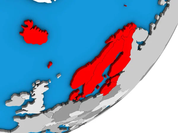 Norra Europa Blå Politiska Klot Illustration — Stockfoto