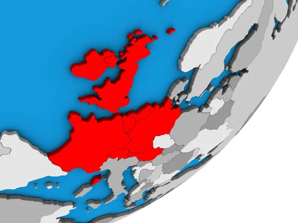 West Europa Blauwe Politieke Globe Illustratie — Stockfoto
