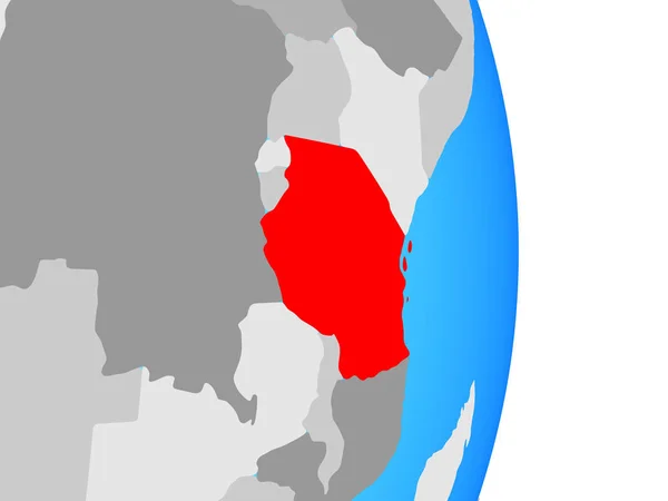 Tansania Auf Einem Einfachen Politischen Globus Illustration — Stockfoto
