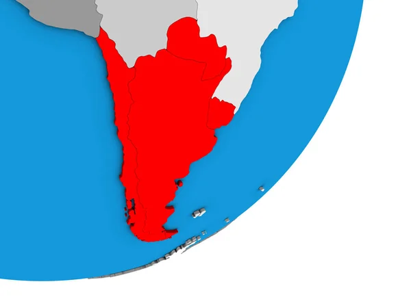 Southern Cone Mavi Siyasi Dünya Üzerinde Çizim — Stok fotoğraf