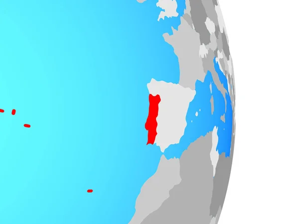 Portugal Eenvoudige Politieke Wereldbol Illustratie — Stockfoto