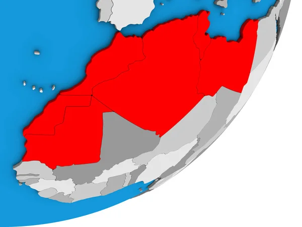 Oblasti Maghrebu Modré Politické Glóbu Obrázek — Stock fotografie