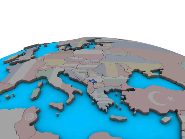 정치적인 지구에 국기와 코소보 일러스트 — 스톡 사진