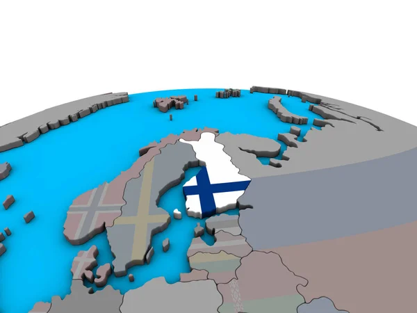 Finlandia Con Bandiera Nazionale Incorporata Sul Globo Politico Illustrazione — Foto Stock