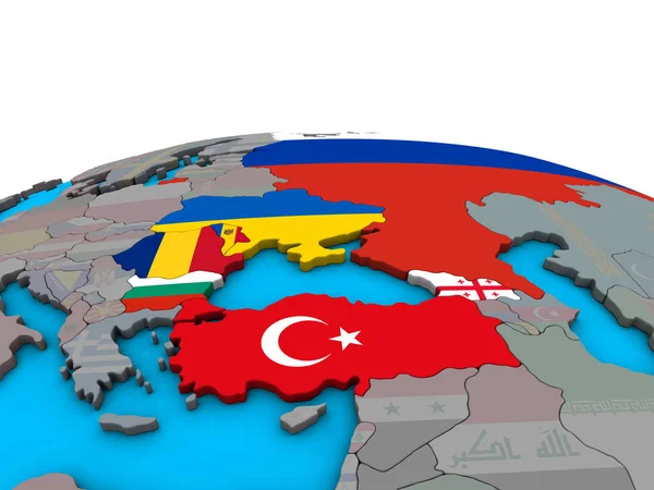 Black Sea Region Embedded National Flags Political Globe Illustration — Stock Photo, Image