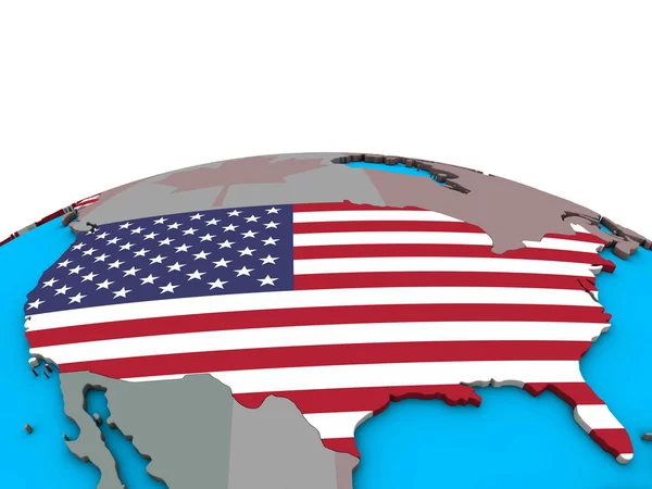 Usa Med Inbäddade Flagga Politiska Klot Illustration — Stockfoto