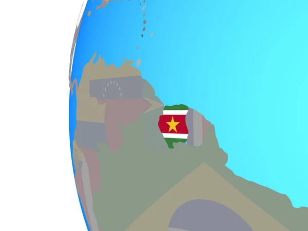 Суринам Вбудованих Національний Прапор Синій Політичних Земної Кулі Ілюстрація — стокове фото