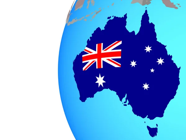 Australia Con Bandiera Nazionale Incorporata Sul Globo Politico Blu Illustrazione — Foto Stock